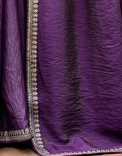 Purple Silk Sequence Lace Saree