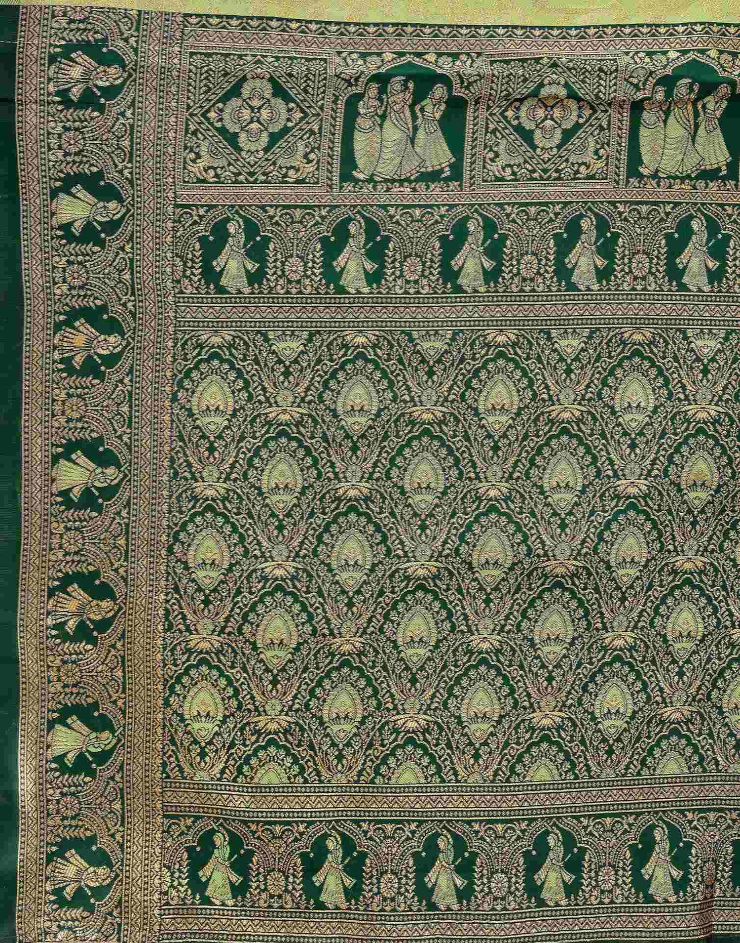 Pista Green Silk Woven Baluchari Saree