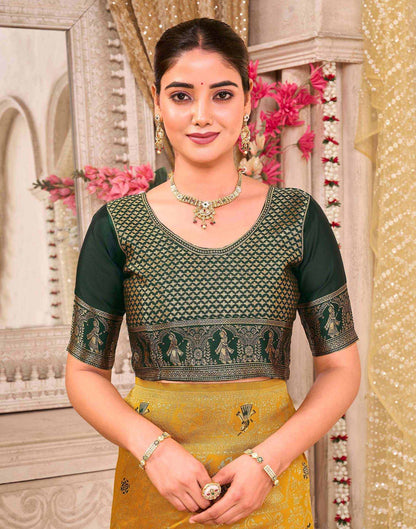 Yellow Silk Woven Baluchari Saree