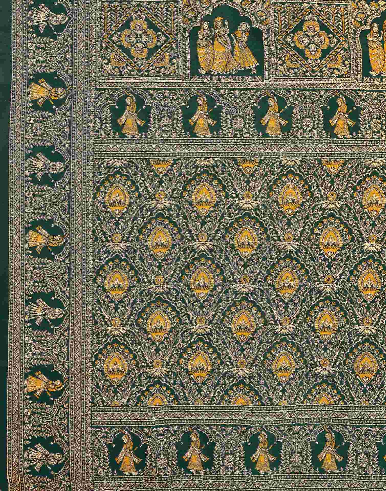 Yellow Silk Woven Baluchari Saree