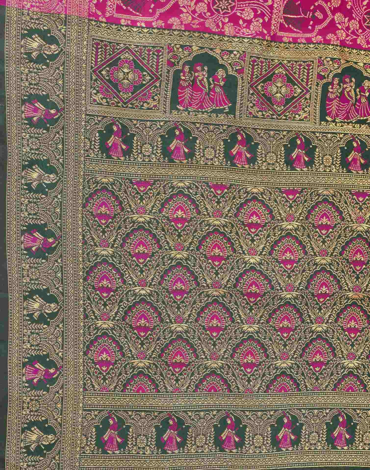 Rani Pink Silk Woven Baluchari Saree