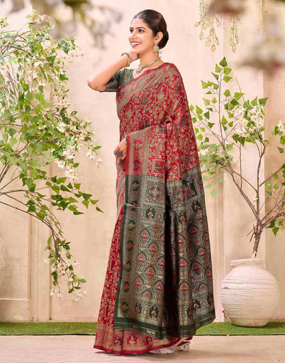 Maroon Silk Woven Baluchari Saree