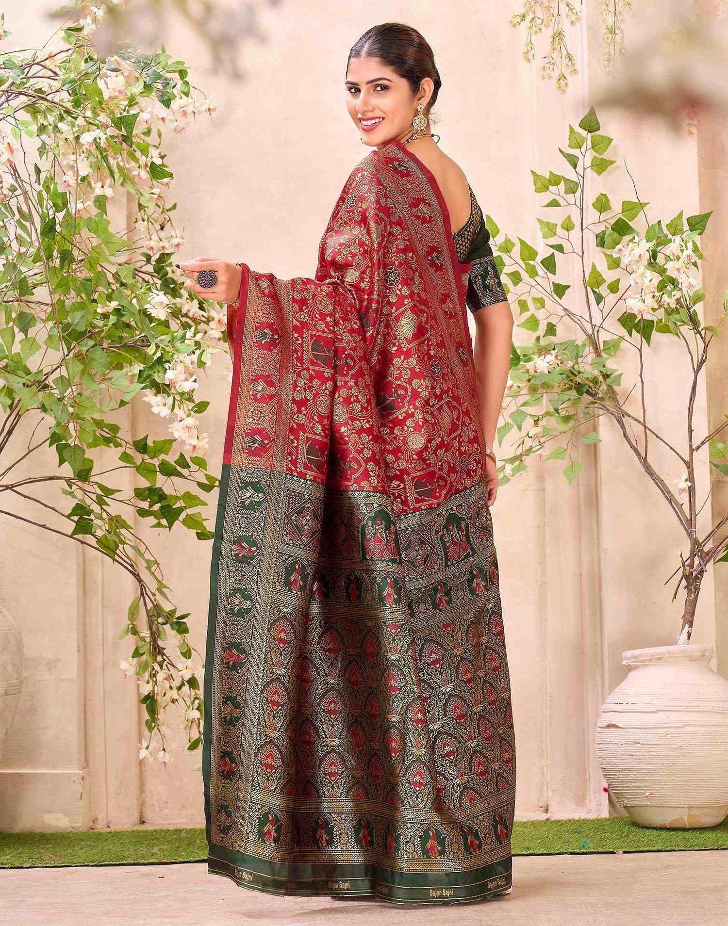Maroon Silk Woven Baluchari Saree