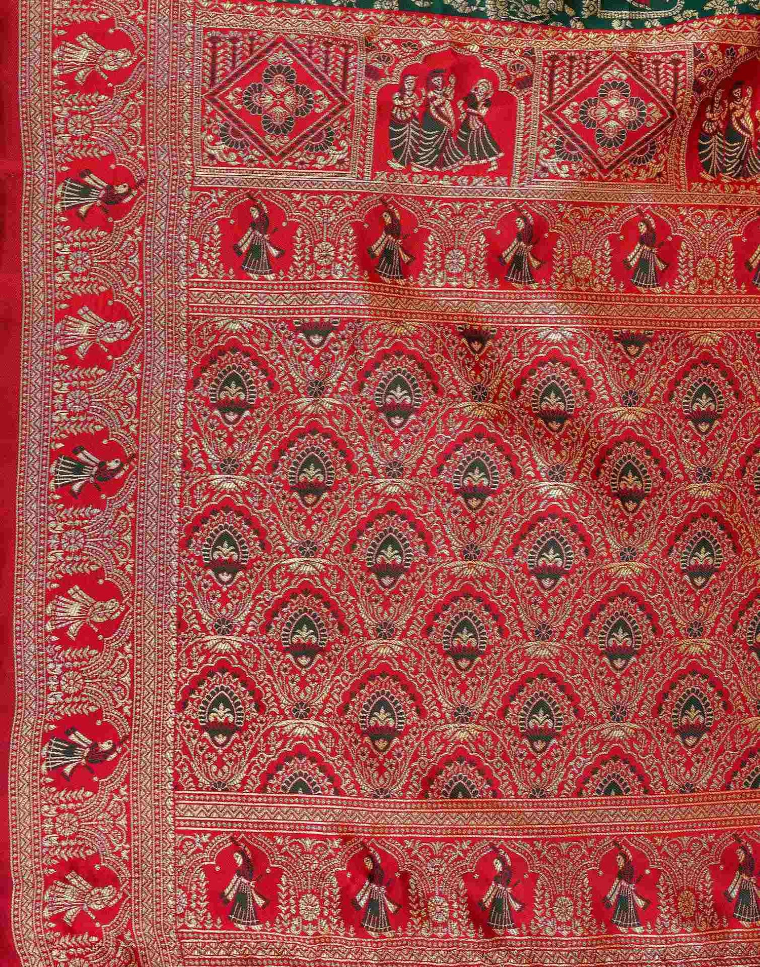 Dark Green Silk Woven Baluchari Saree