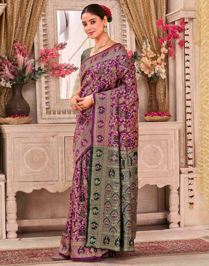 Magenta Silk Woven Baluchari Saree