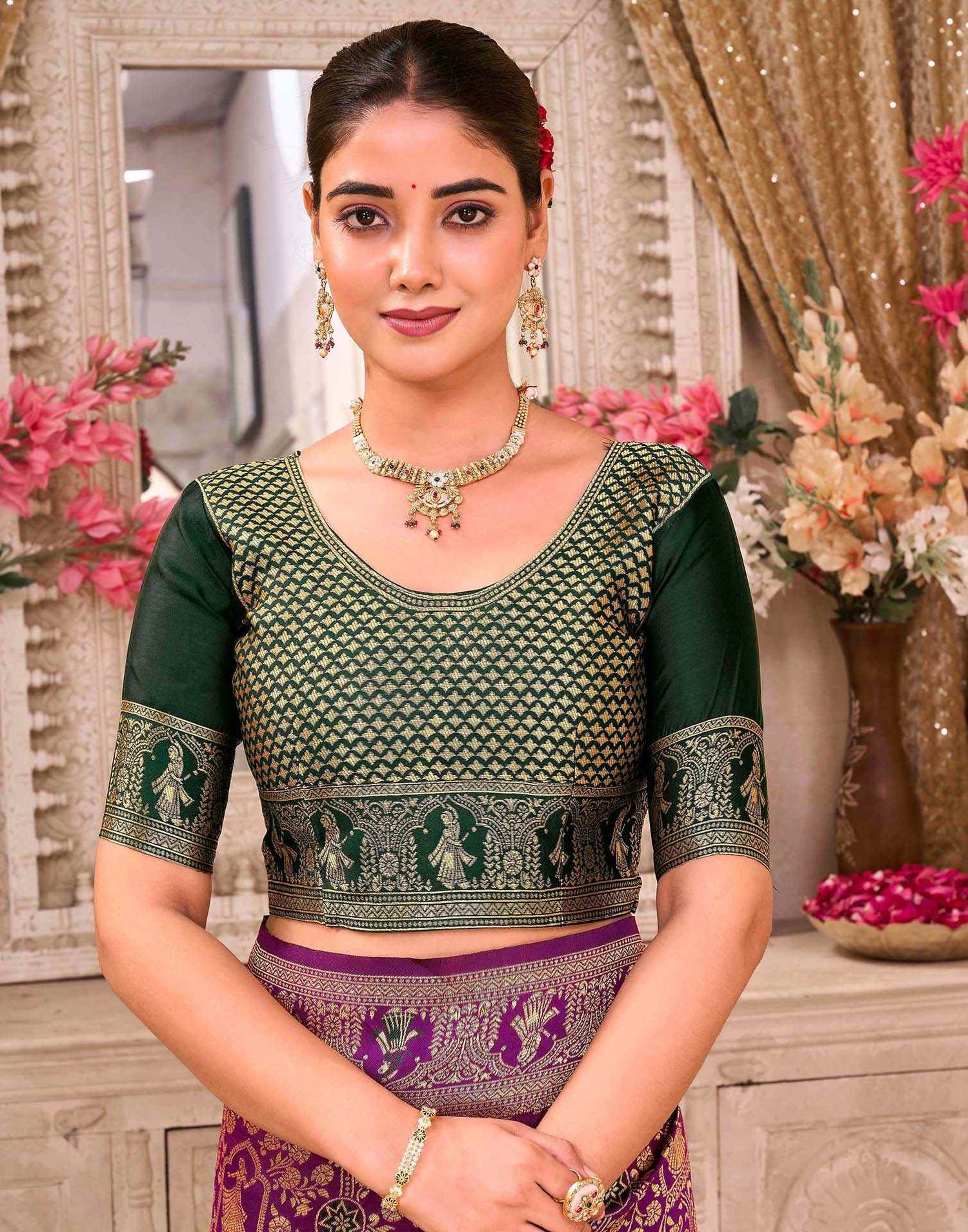 Magenta Silk Woven Baluchari Saree