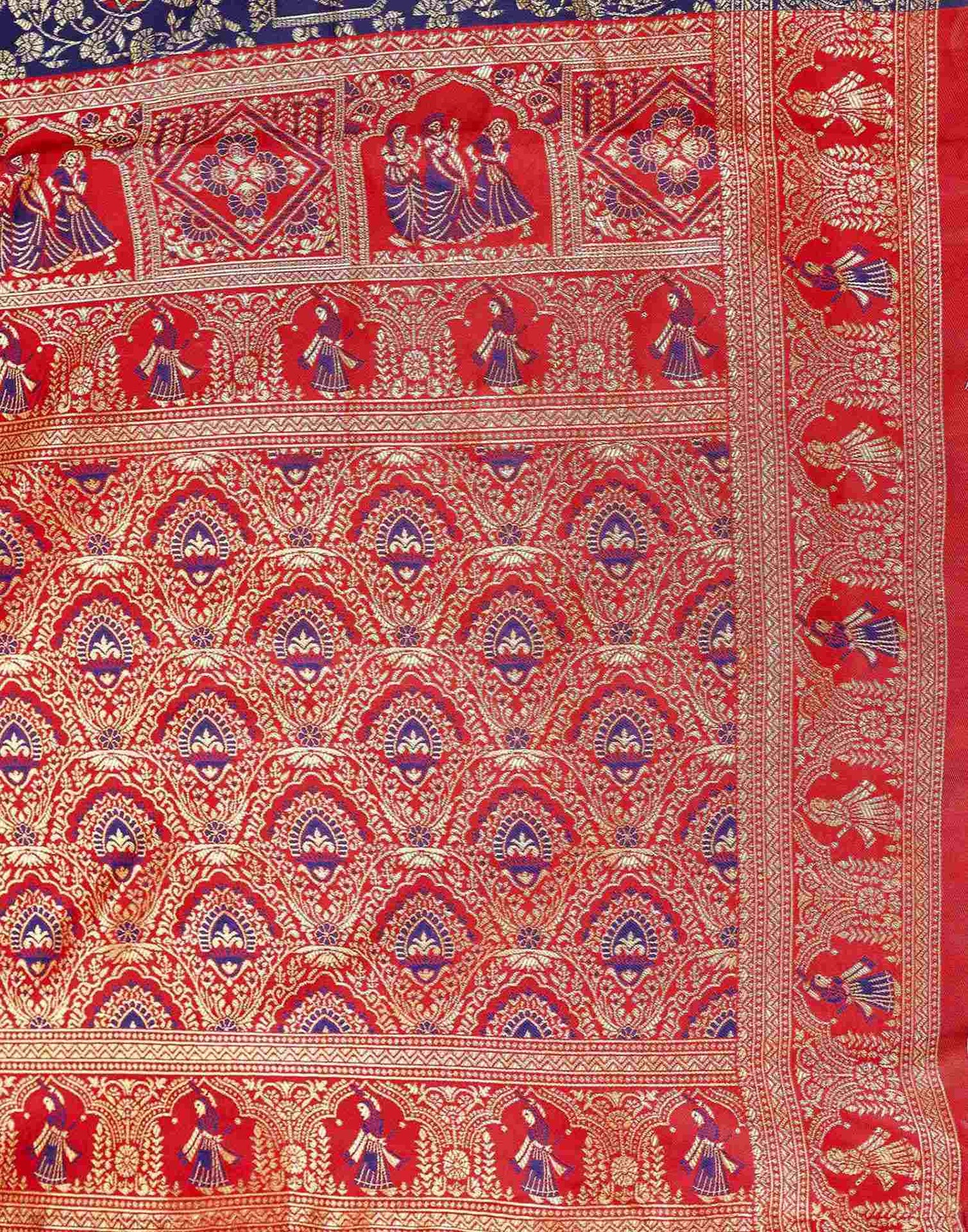 Navy Blue Silk Woven Baluchari Saree