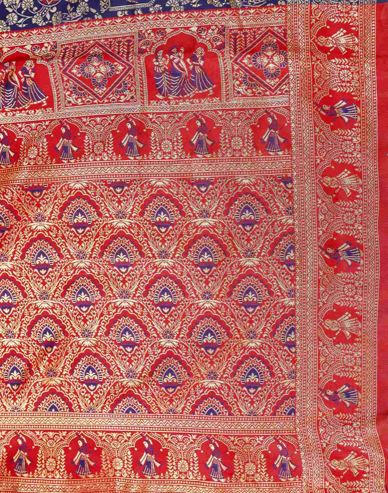 Navy Blue Silk Woven Baluchari Saree