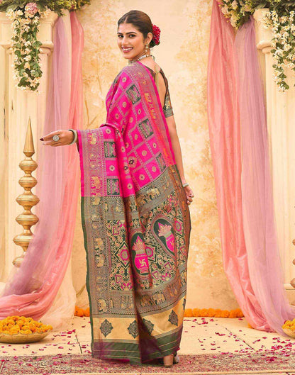 Rani Pink Silk Woven Patola Saree