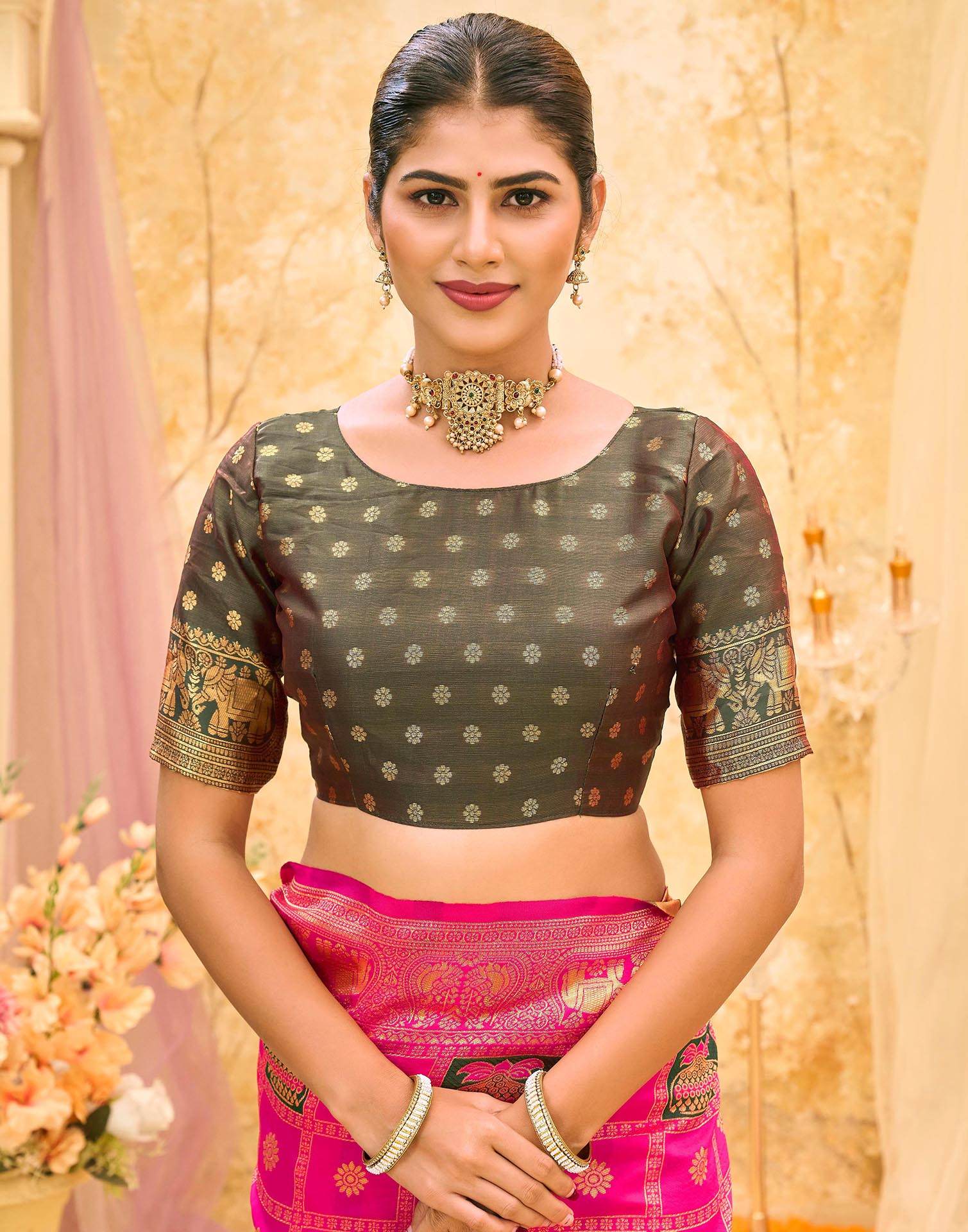 Rani Pink Silk Woven Patola Saree