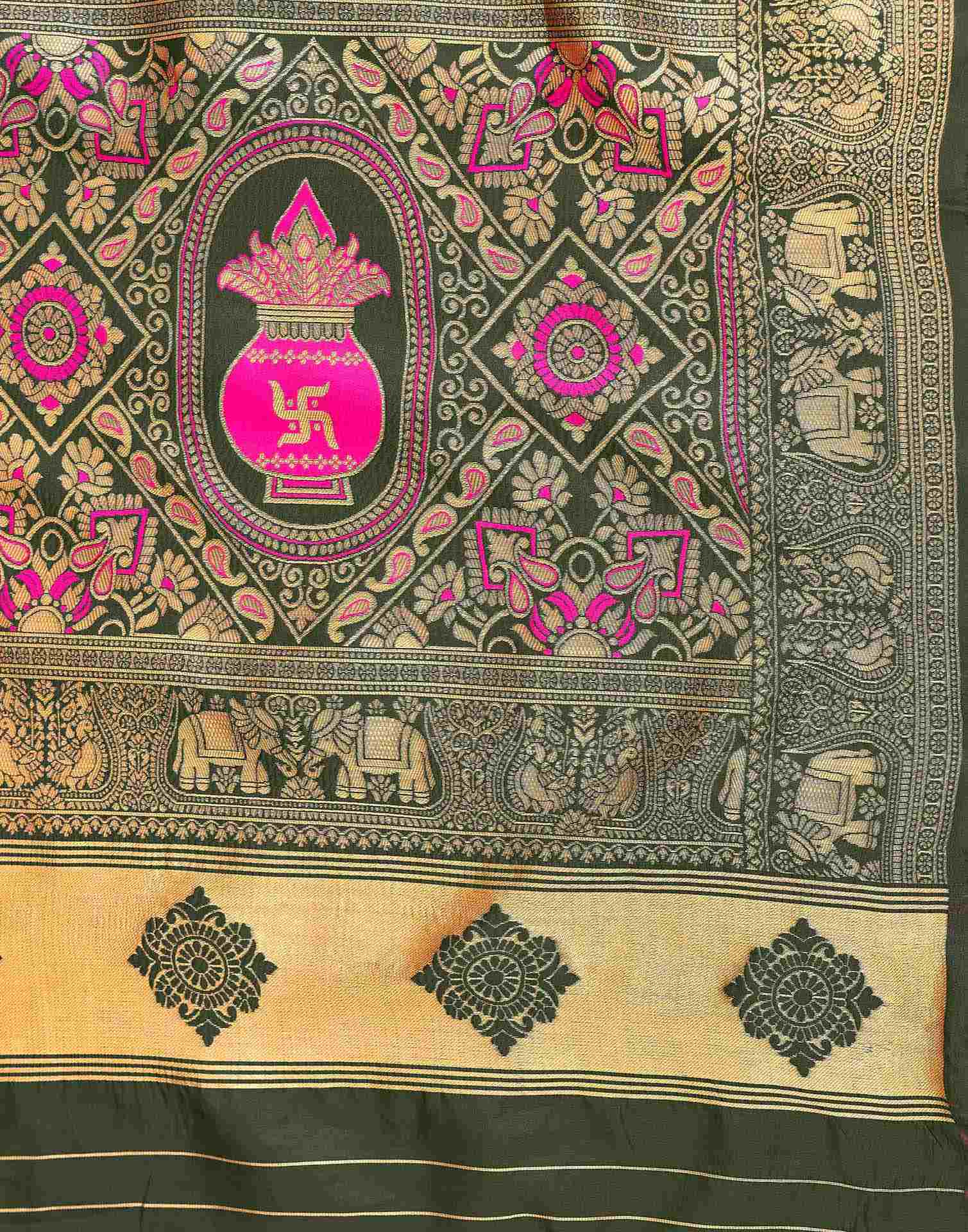 Rani Pink Silk Woven Patola Saree