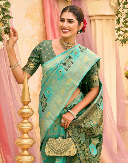 Turquoise Silk Woven Patola Saree