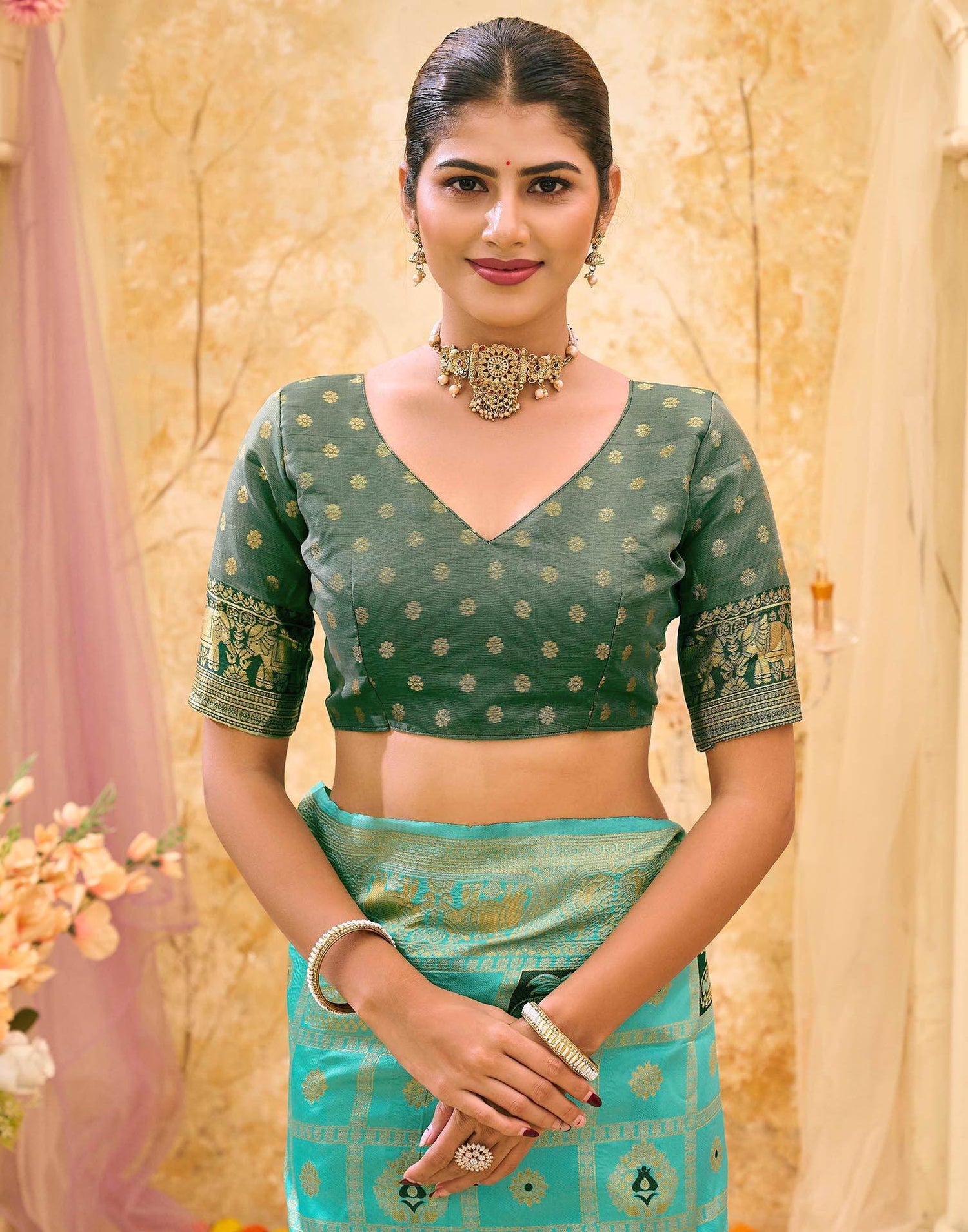 Turquoise Silk Woven Patola Saree