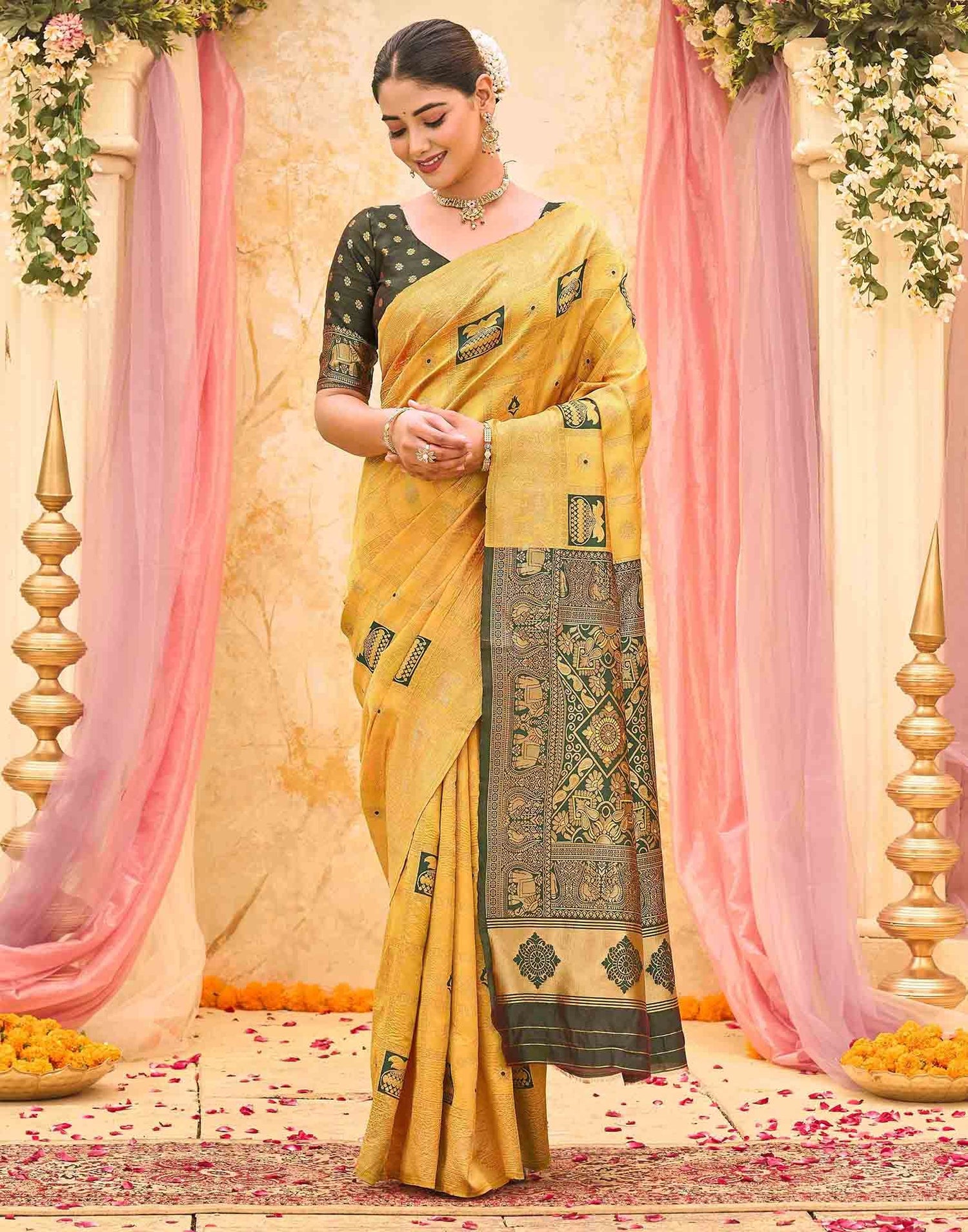 Yellow Silk Woven Patola Saree