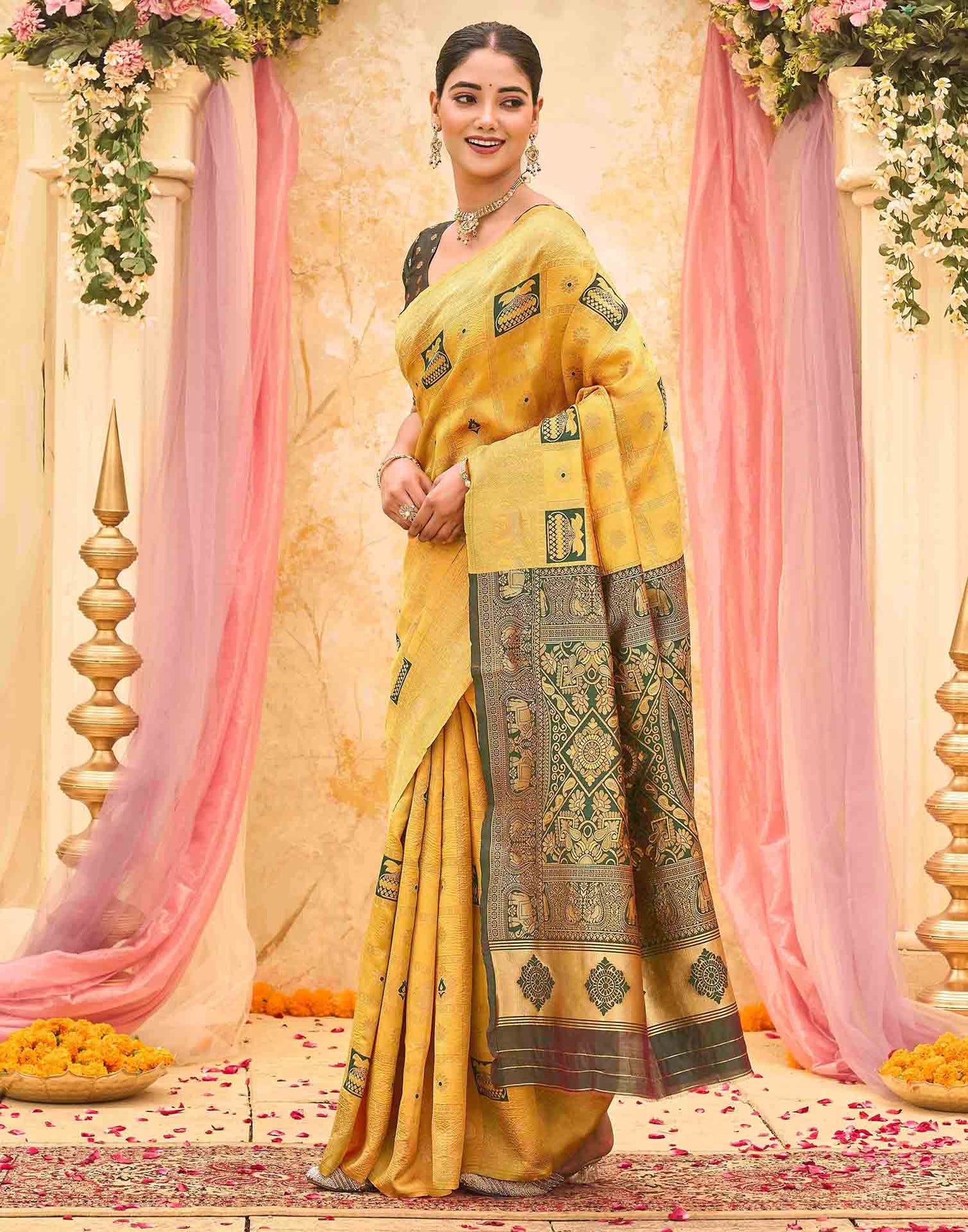 Yellow Silk Woven Patola Saree