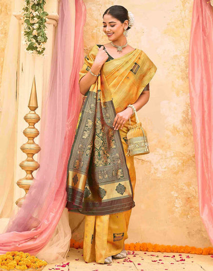 Yellow Silk Woven Patola Saree