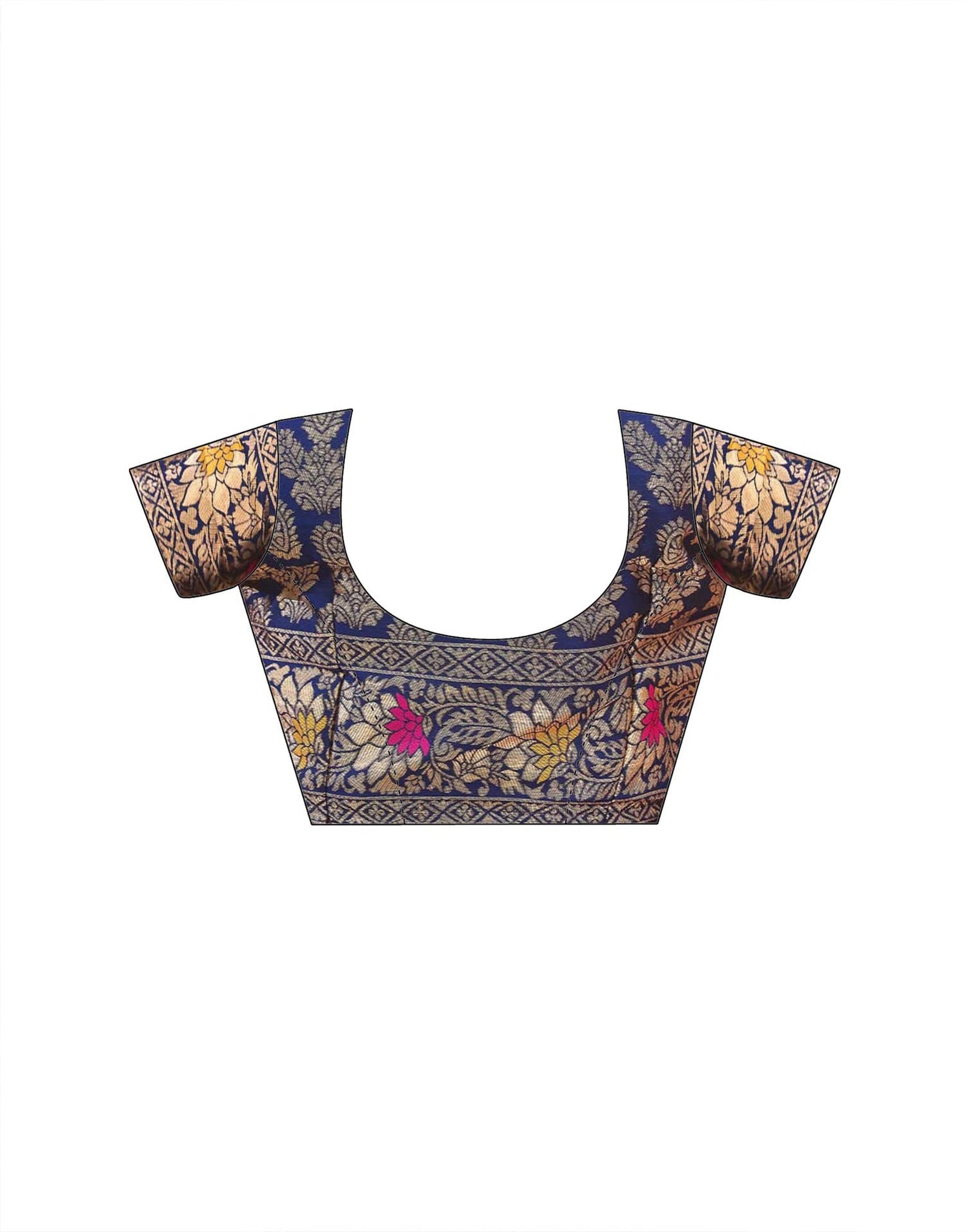 Navy Blue Silk Woven Banarasi Saree