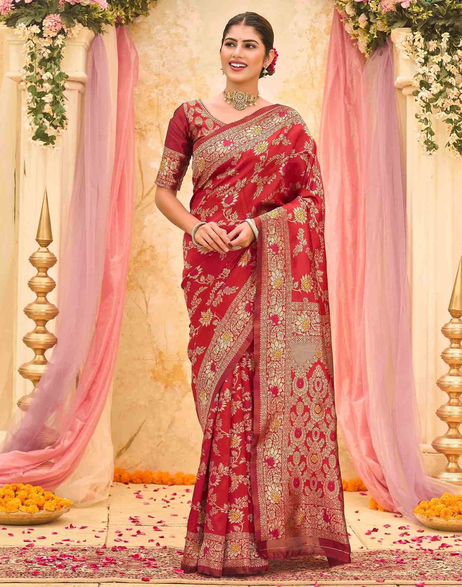 Red Silk Woven Banarasi Saree