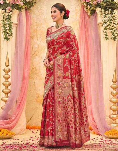 Red Silk Woven Banarasi Saree
