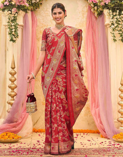 Red Silk Woven Banarasi Saree