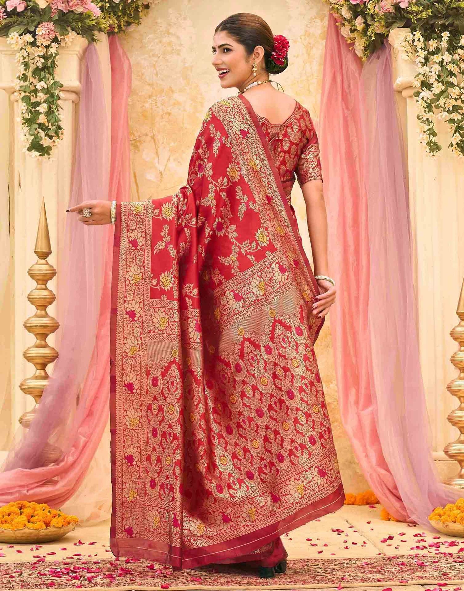 Red Silk Woven Banarasi Saree