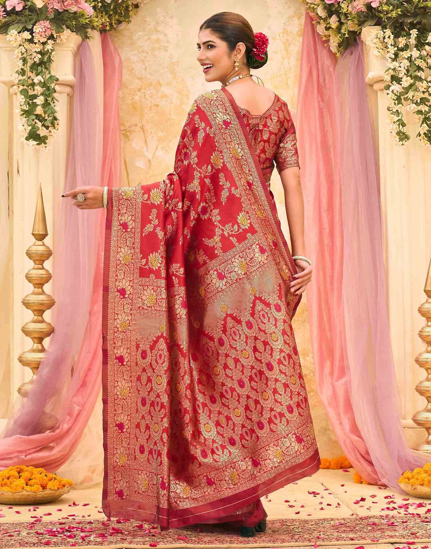 Red Silk Woven Banarasi Saree