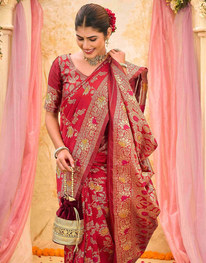 Red Silk Woven Banarasi Saree
