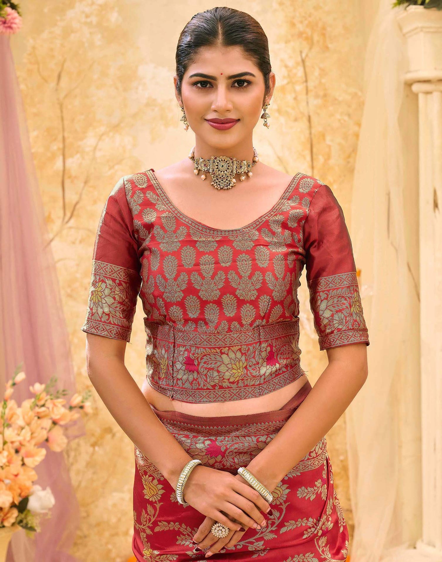 Red Silk Woven Banarasi Saree