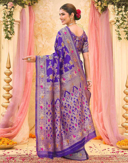 Violet Silk Woven Banarasi Saree