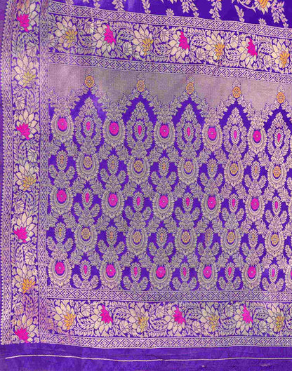 Violet Silk Woven Banarasi Saree