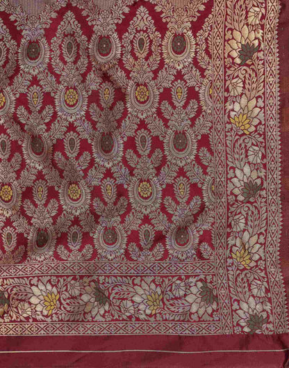Maroon Silk Woven Banarasi Saree