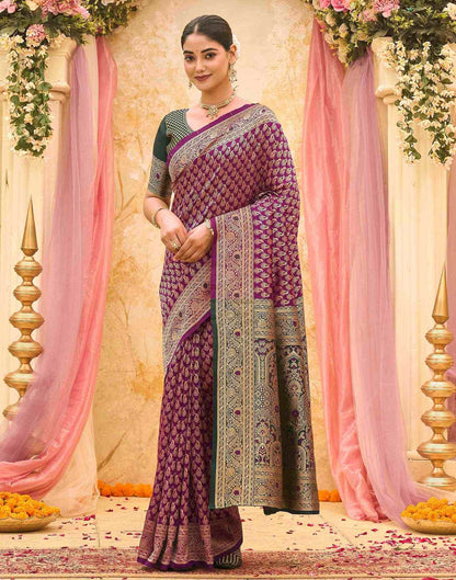 Purple Silk Woven Banarasi Saree