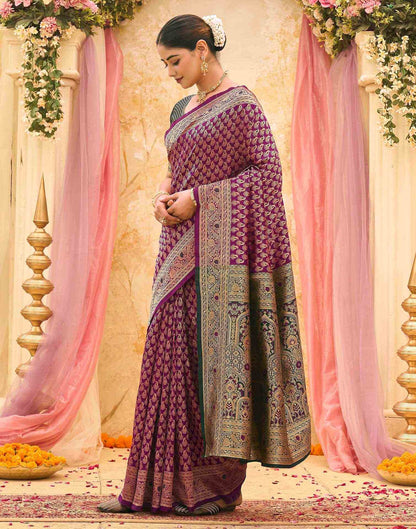 Purple Silk Woven Banarasi Saree
