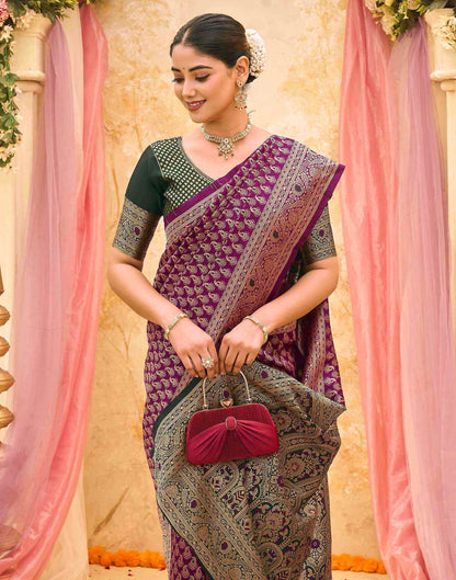 Purple Silk Woven Banarasi Saree