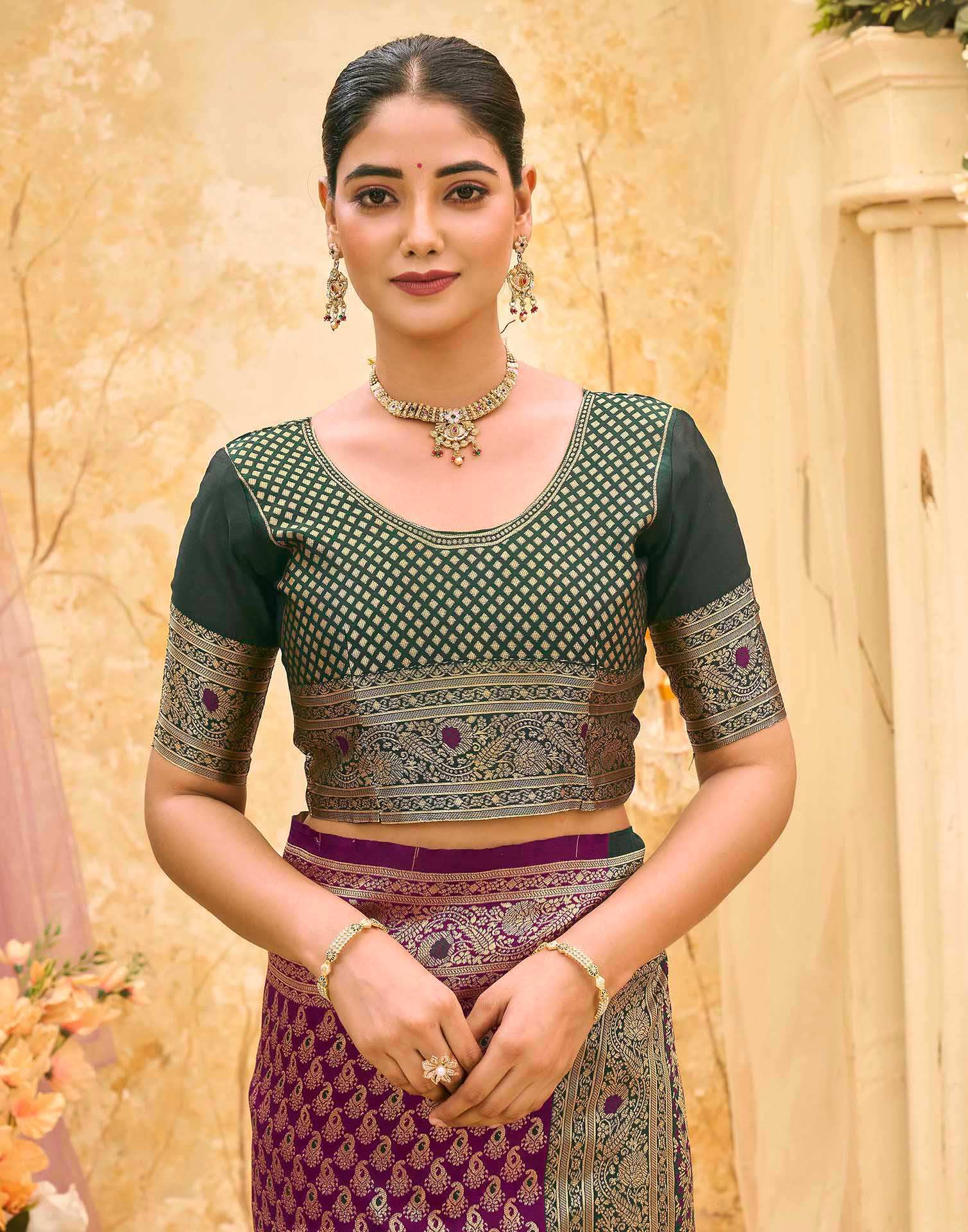 Purple Silk Woven Banarasi Saree