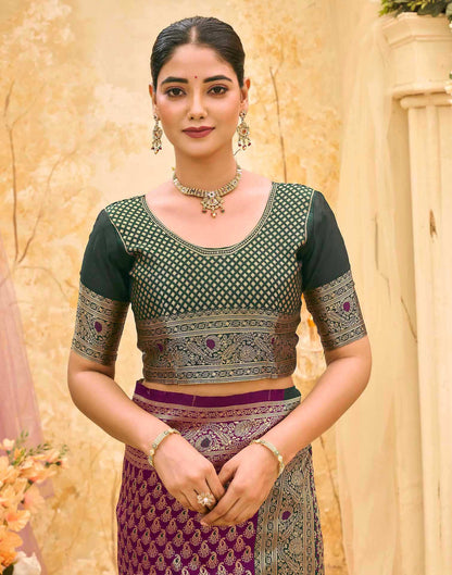 Purple Silk Woven Banarasi Saree