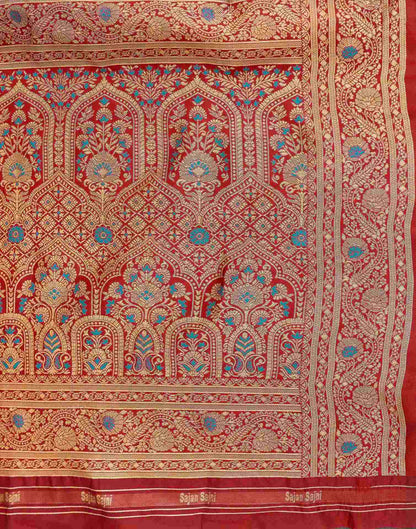 Teal Blue Silk Woven Banarasi Saree