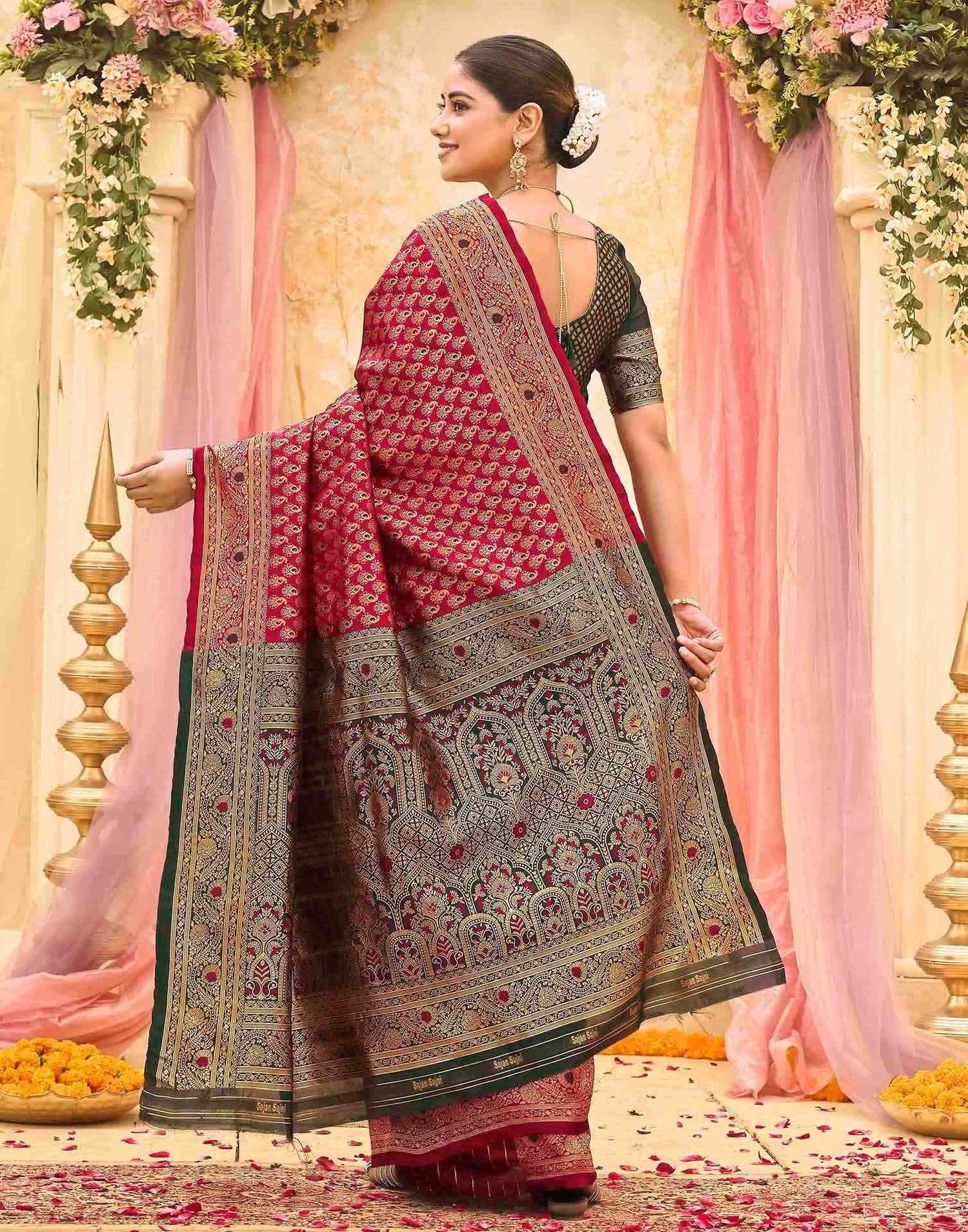 Red Silk Woven Banarasi Saree