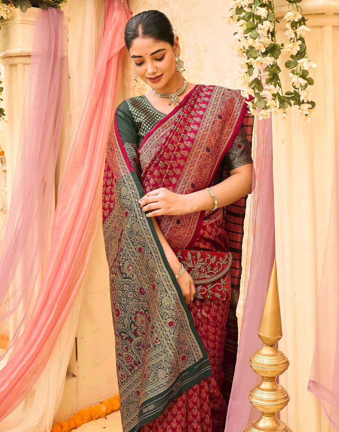 Red Silk Woven Banarasi Saree