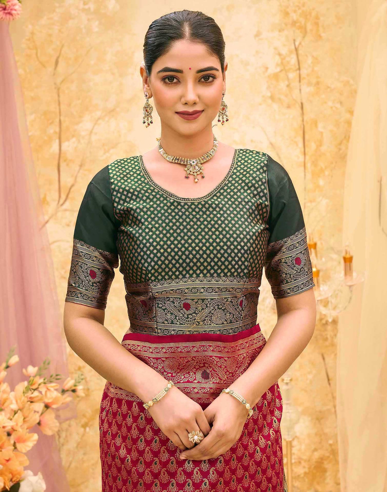 Red Silk Woven Banarasi Saree