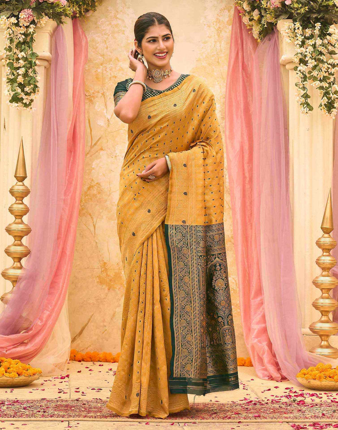 Yellow Silk Woven Banarasi Saree