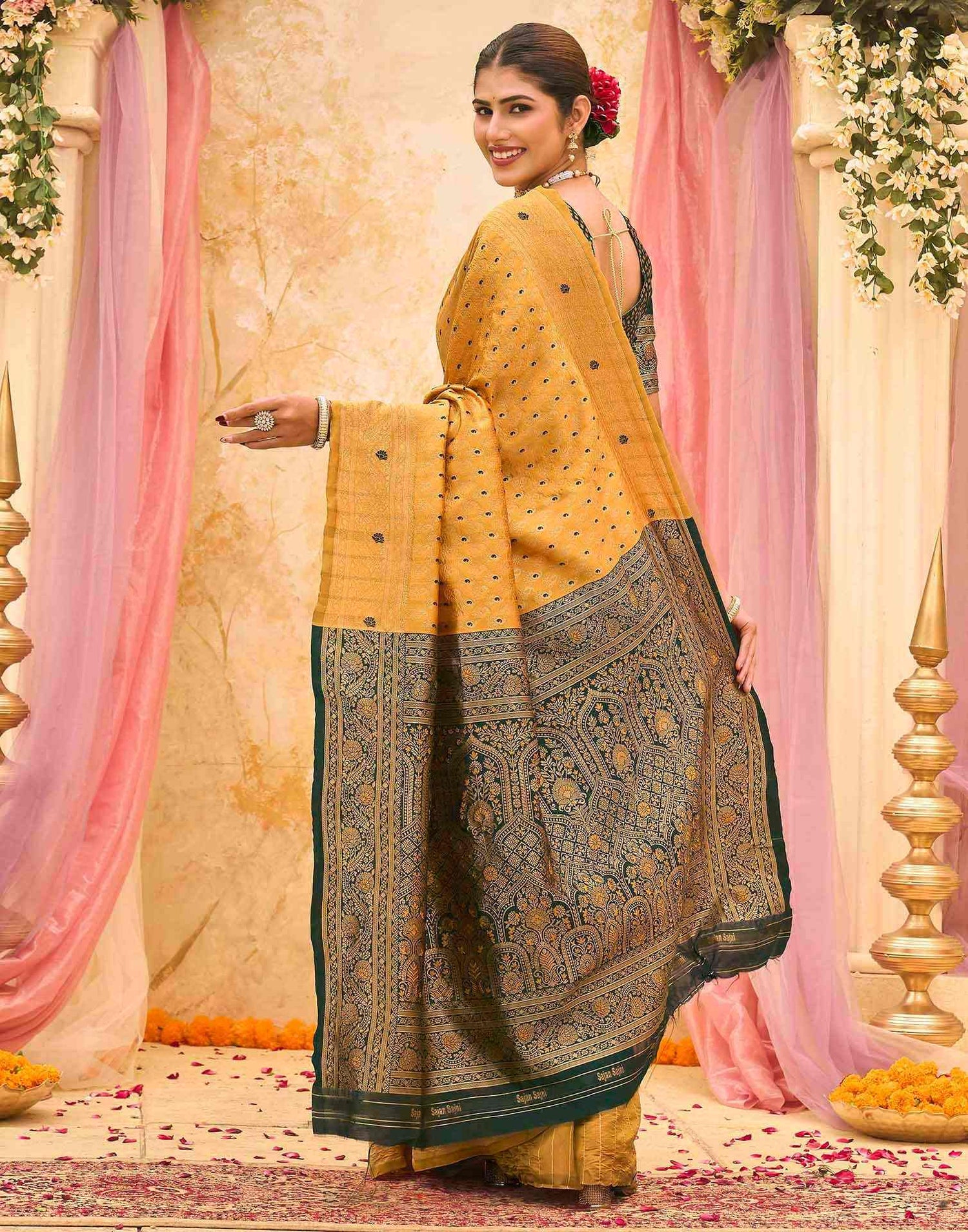 Yellow Silk Woven Banarasi Saree