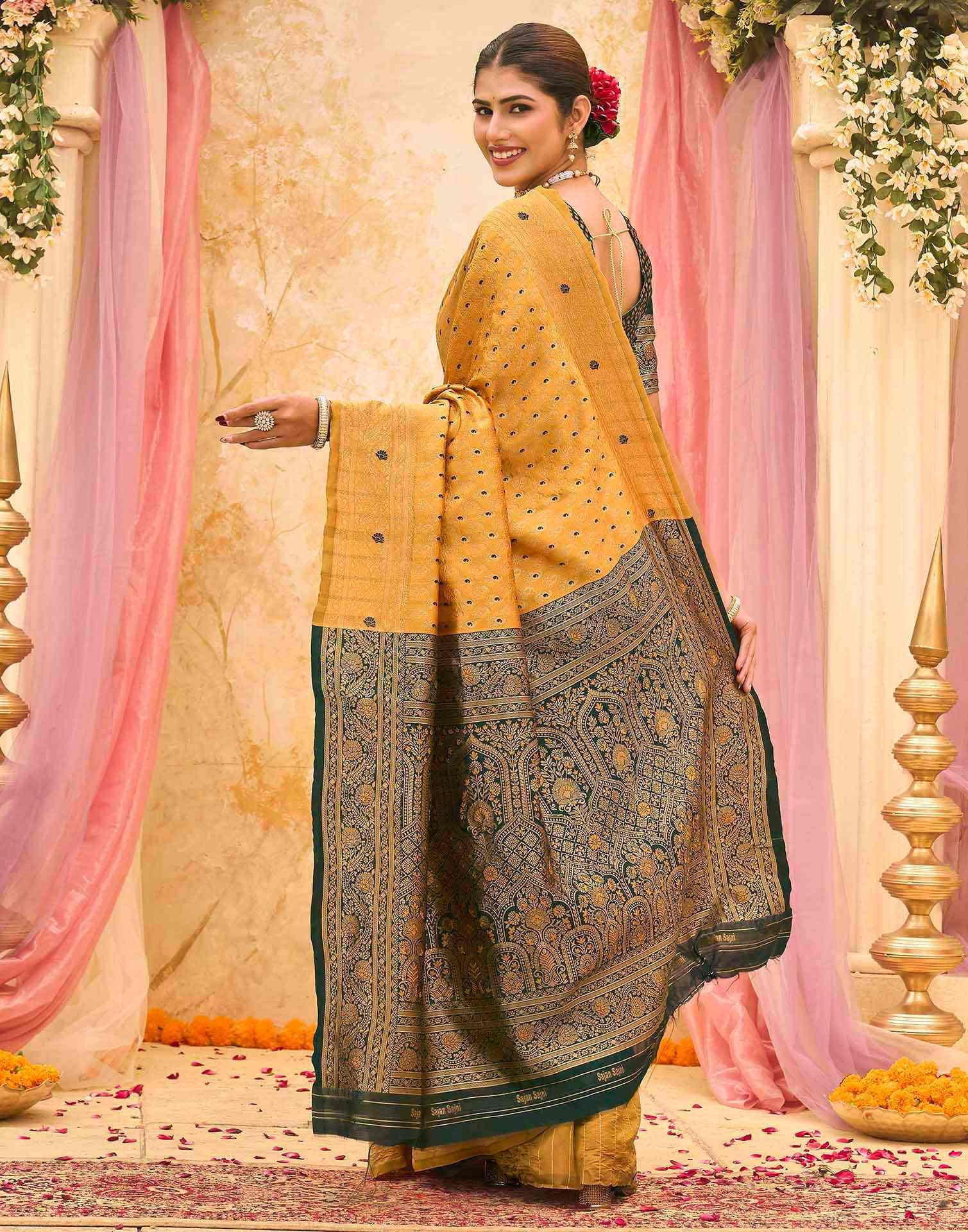 Yellow Silk Woven Banarasi Saree