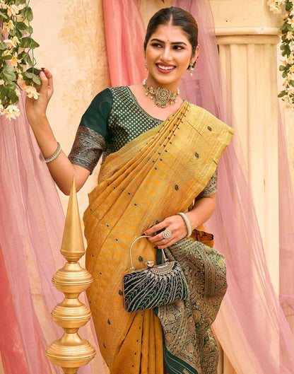 Yellow Silk Woven Banarasi Saree