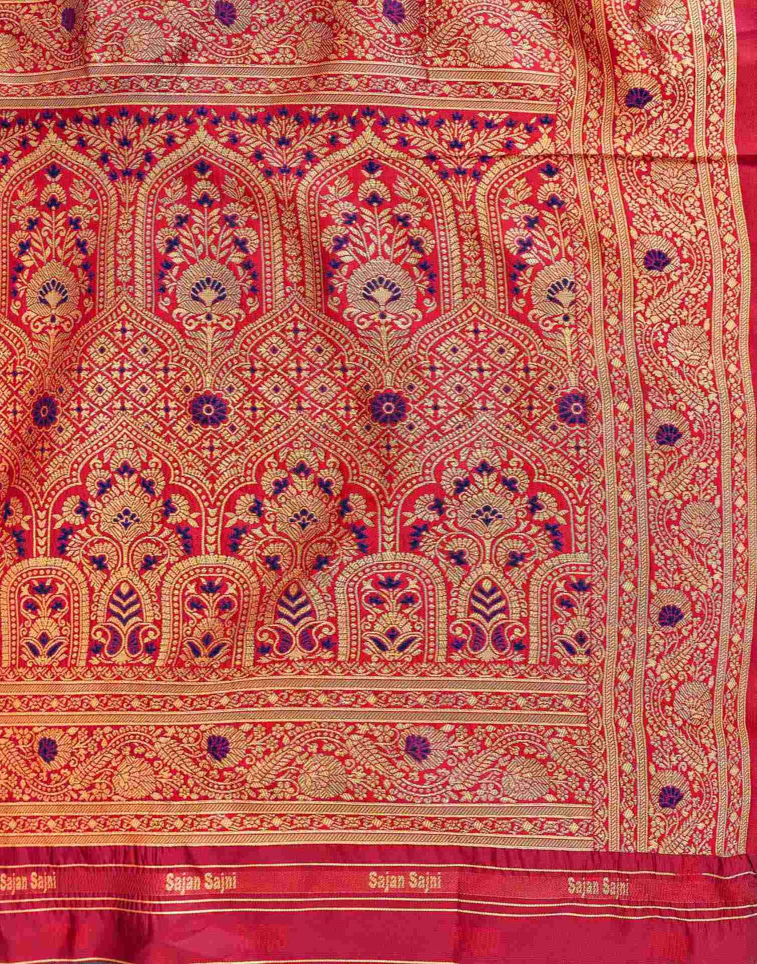 Navy Blue Silk Woven Banarasi Saree