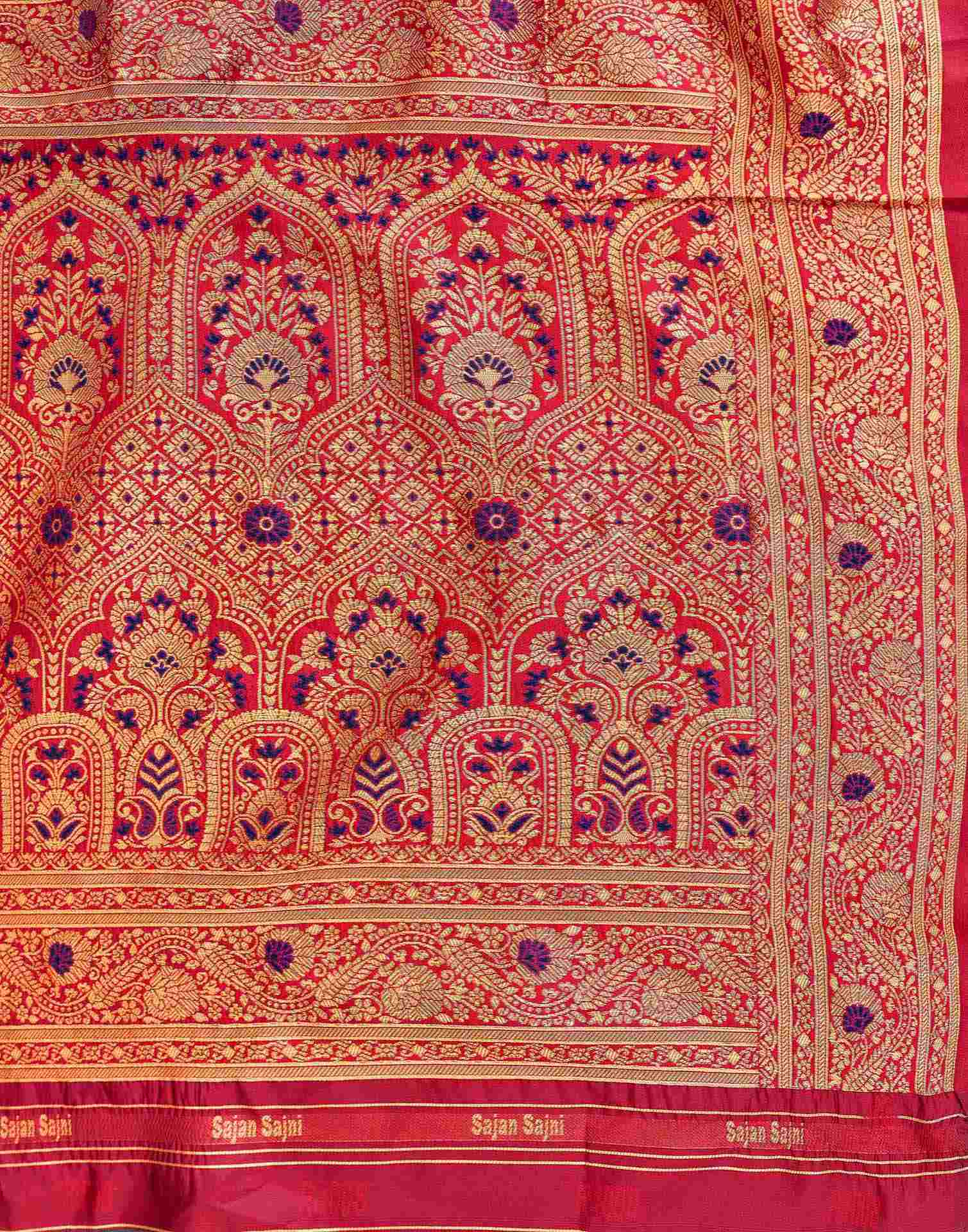 Navy Blue Silk Woven Banarasi Saree