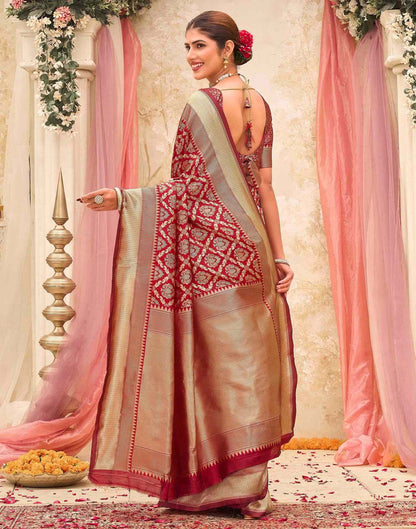 Red Silk Woven Banarasi Saree