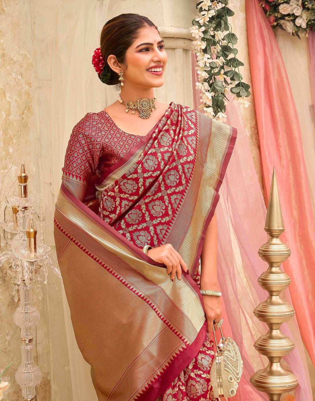 Red Silk Woven Banarasi Saree