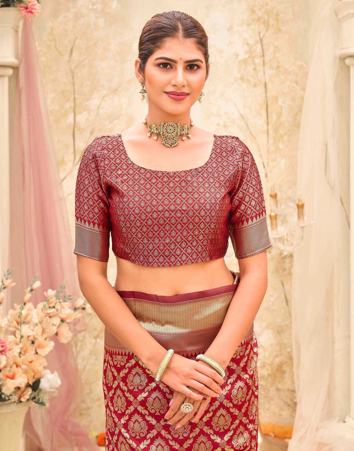 Red Silk Woven Banarasi Saree