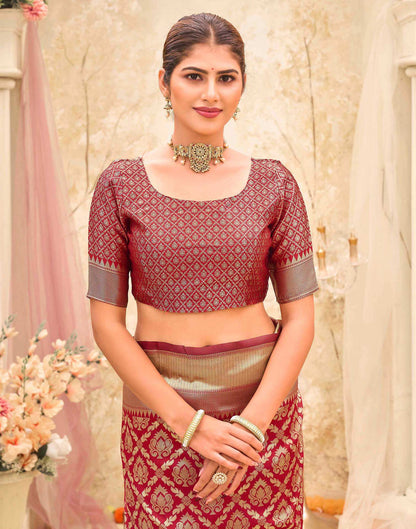 Red Silk Woven Banarasi Saree